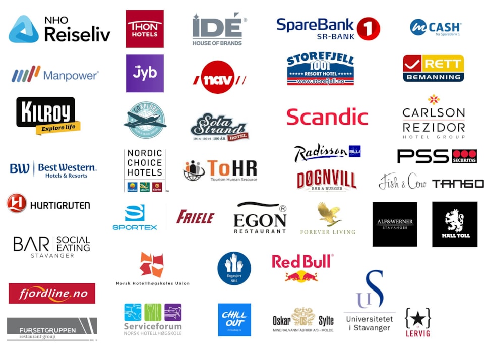 Logoer fra ca. 35 bedrifter som kommer til Karrieredagen ved NHS 2016