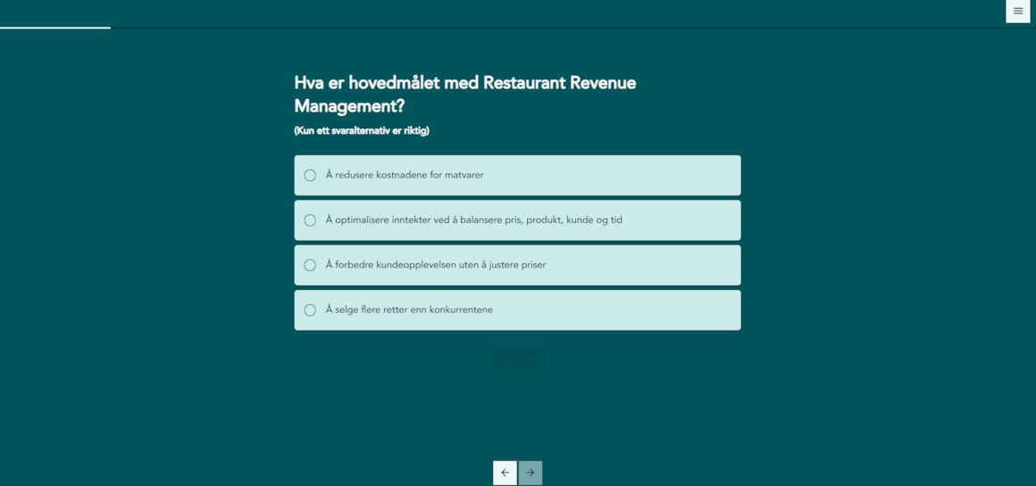 Skjermbilde fra det digitale kurset Restaurant Revenue management. 