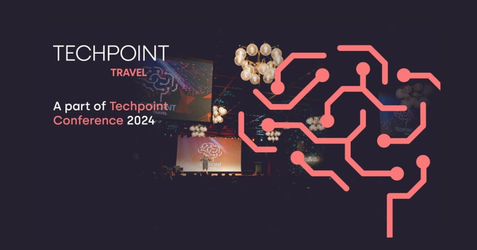 Grafikk med logoen til Techpoint Travel med